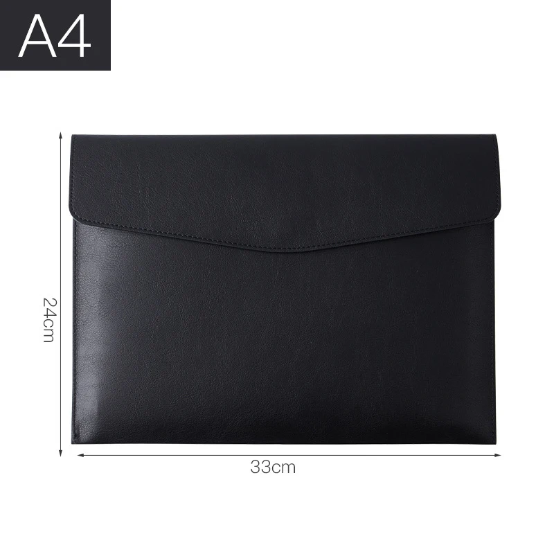 EZONE 33*24cm A4 Leather Business Felt Folder Classic Snap Design Large Capacity Document Bag Office Supplies File Organizer images - 6