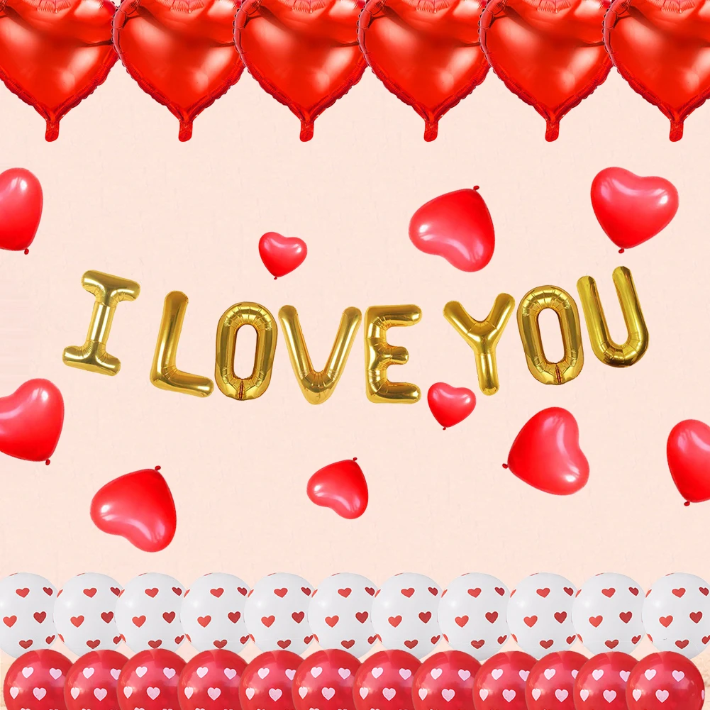 

Valentine's Day Balloons Set Heart Foil Latex Balloons for Valentine's Day Decoration, Wedding Party, Proposal Accessories