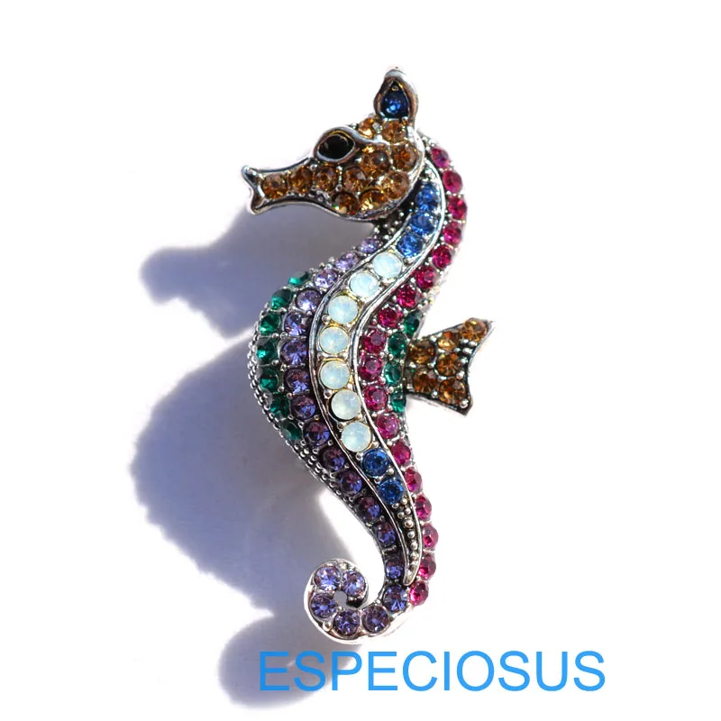 Модные ювелирные изделия брошь с изображением гиппокампа Стразы женские