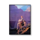 Винтажный настенный постер с принтом, Раскрашивание на холсте, для девочек, Горный пейзаж, фиолетовый, натуральный принт, украшение для дома