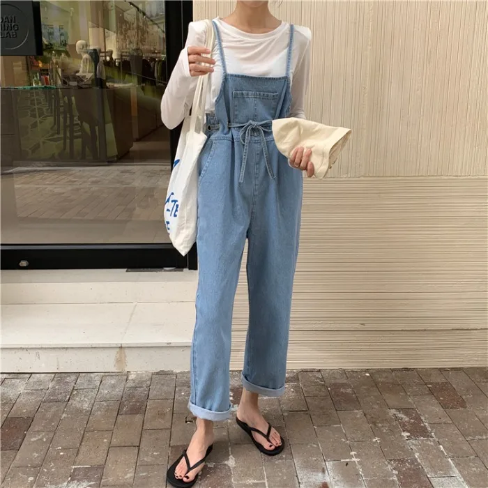 

Reduction of age suspenders since han edition loose waist jeans overall the new spring 2021 wide leg straight canister
