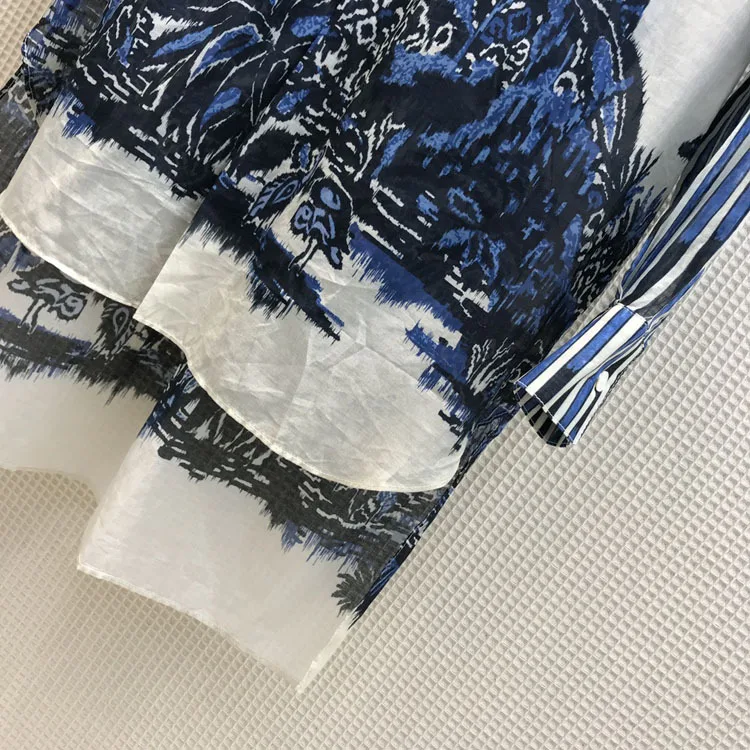 

spring and summer 2021 women's new elegant holiday striped animal print irregular long shirt