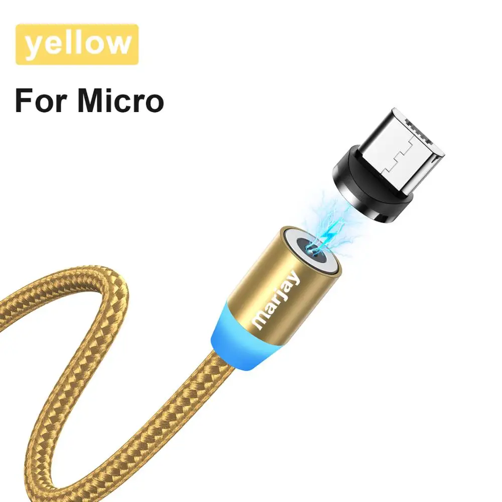 Gold For Micro Mагнитный кабель Marjay для быстрой зарядки Micro usb type C кабель для iPhone samsung Xiaomi Мобильный телефон магнитная зарядк - Цвет: Gold For Micro