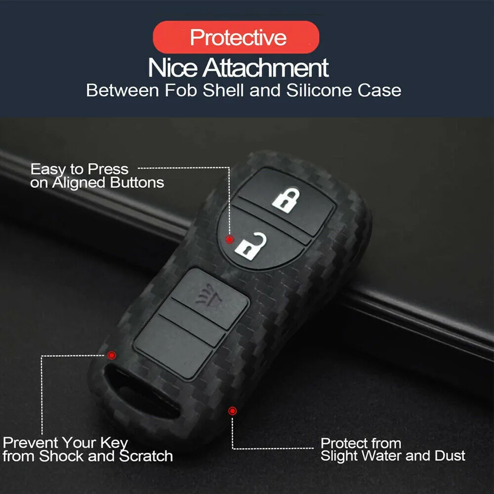 

1* Cover Accessories Key Fob Black Carbon Fiber Pattern Case Practical