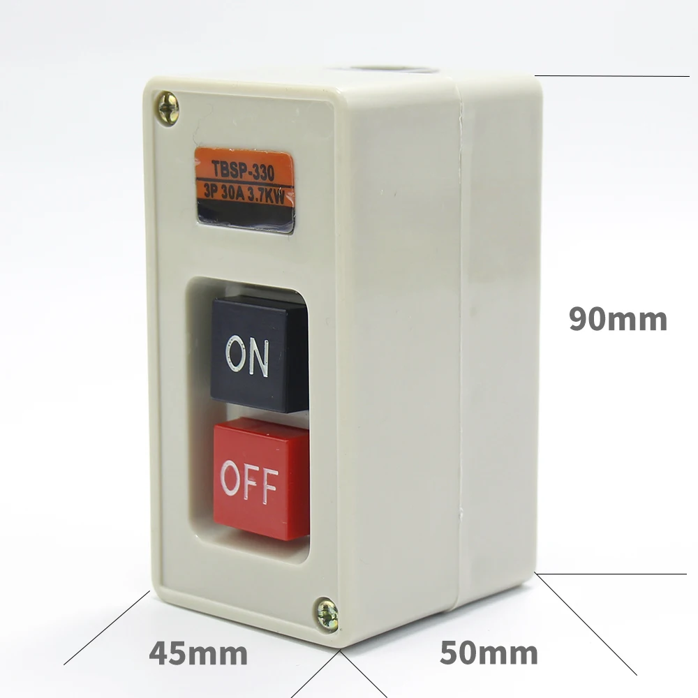 

TBSP-330 3 Phase 3.7Kw Motor Start Power Push Button Switch Station 30A ON/OFF Self-Lock Latching