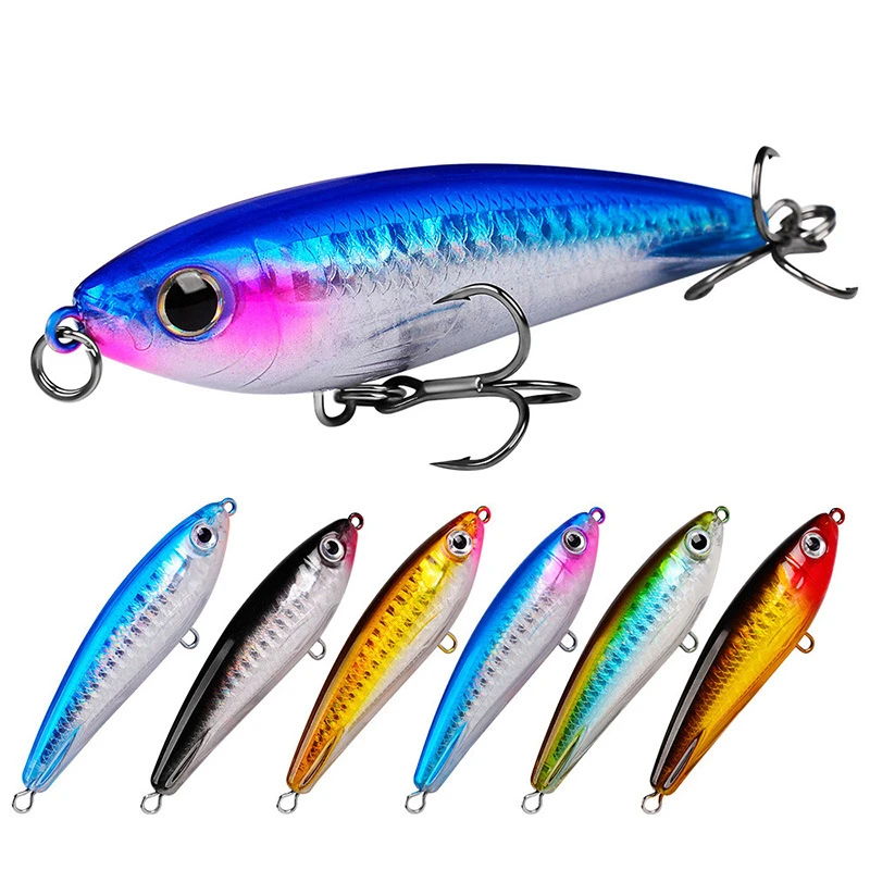 

1 Pcs Underwater Pencil Sub Bionic Decoy 8.5cm/11.5g 6-color Simulation Decoy Bait Ring Bead Trembling Pencil Decoy