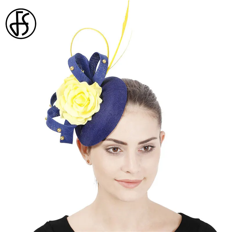 Женская вуалетка с перьями FS Шляпка из искусственных перьев свадебный головной