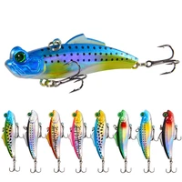 8pcslot vib metal fishing lure 6 5cm 12 5g reflective artificial fish bait with ring beads sinking hard bait fishing tackle