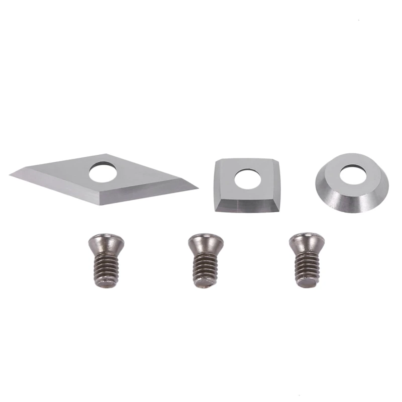 

3Pcs Tungsten Carbide Cutters Inserts Set For Wood Lathe Turning Tools(Include 11Mm Square With Radius,12Mm Round,28X10Mm Diamon