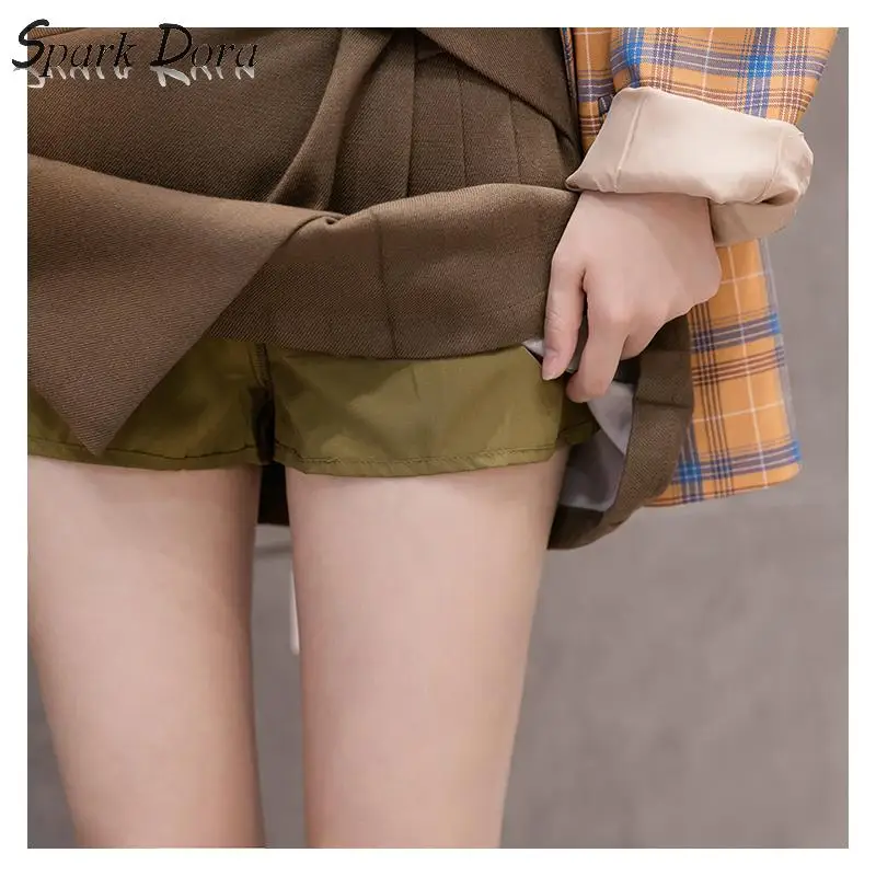 

SparkDora 2020 Streetwear Bowknot Mini Women Skirt High Waist Harajuku Pleated Irregular Woolen Shorts Skirts Female Jupe Femme