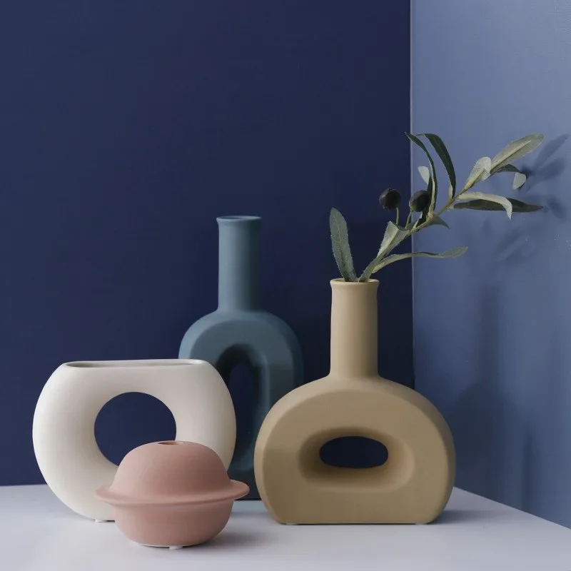 

Цветная ваза Morandi для украшения дома, крыльцо, гостиная, спальня, Цветочная композиция, Простые керамические вазы, подарки, оптовая продажа