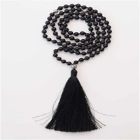 8mm natural black agate gemstone beads pendant necklace chakra spread taseel healing buddhism bohemia thanksgiving day wrist