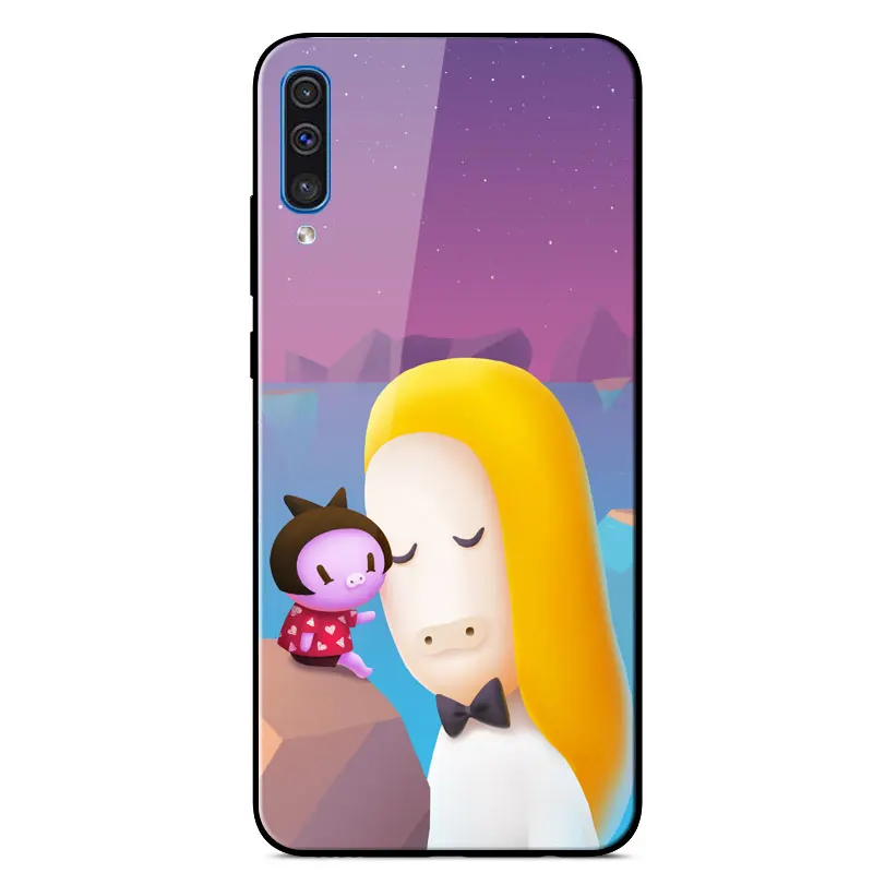 

Case For Samsung A50 Tempered Glass Hard Phone Case For Samsung Galaxy A50 A 50 A50S A30S Colorful Painted Protective Back Cover