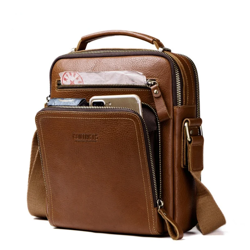 New Design casual cowhide men's designer One Shoulder Messenger real leather Bag fashion trend Crossbody Bags High-quality