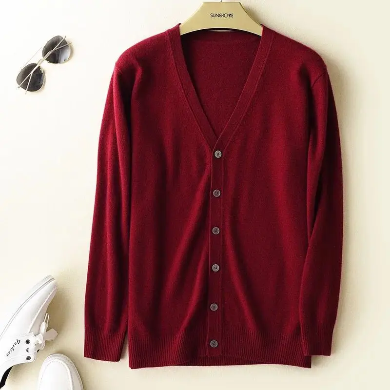 

Autumn winter wool cardigan male casual Solid thick cardigan knitted men fashion buttons sweater home clothing men coats