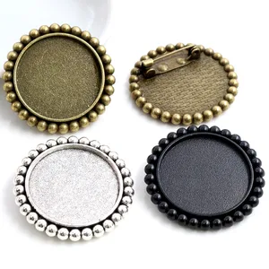 Новая мода 5 шт 25 мм Внутренний размер Античная Посеребренная бронзовая черная брошь милый стиль кабошон Базовая установка
