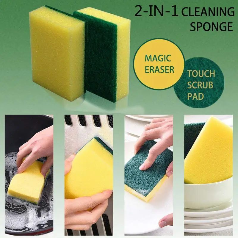 

Heavy Duty Multi Use Cleaning Sponges rub Non-Scratch Sponge Scrubbing Dish Sponges Use for Kitchens, Bathroom, Car & Odor Free