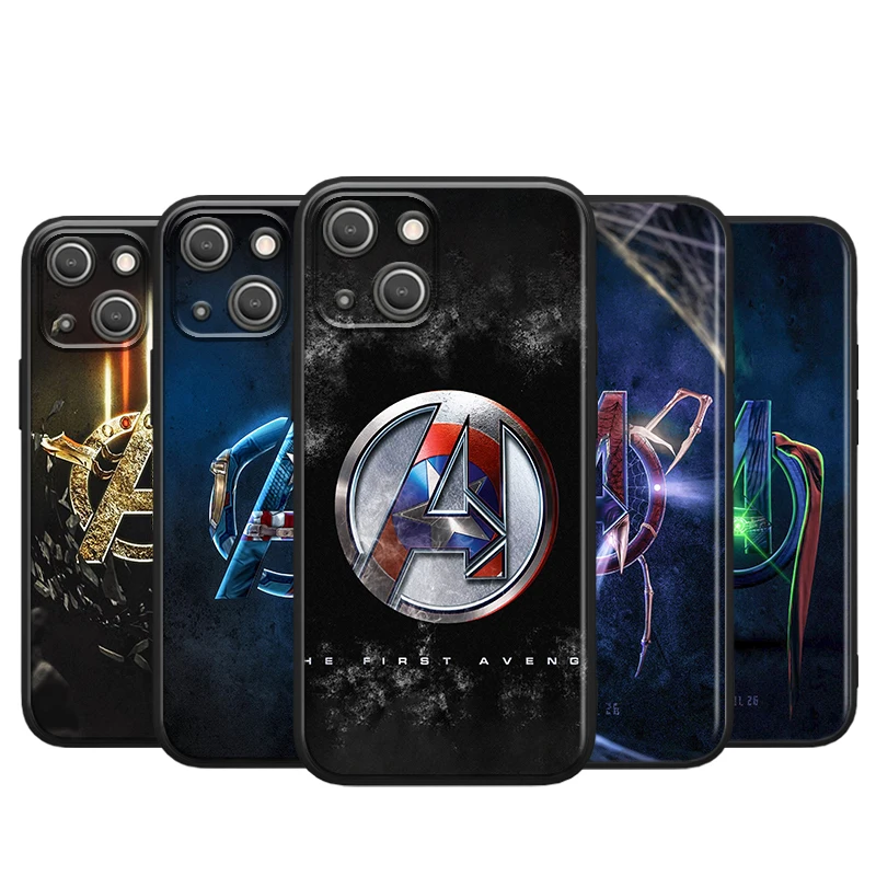 

Marvel Avengers Super logo for Apple iPhone 13 12 11 Pro Max Mini XS Max X XR 6S 6 7 8 Plus 5S SE2020 Soft Black Phone Case