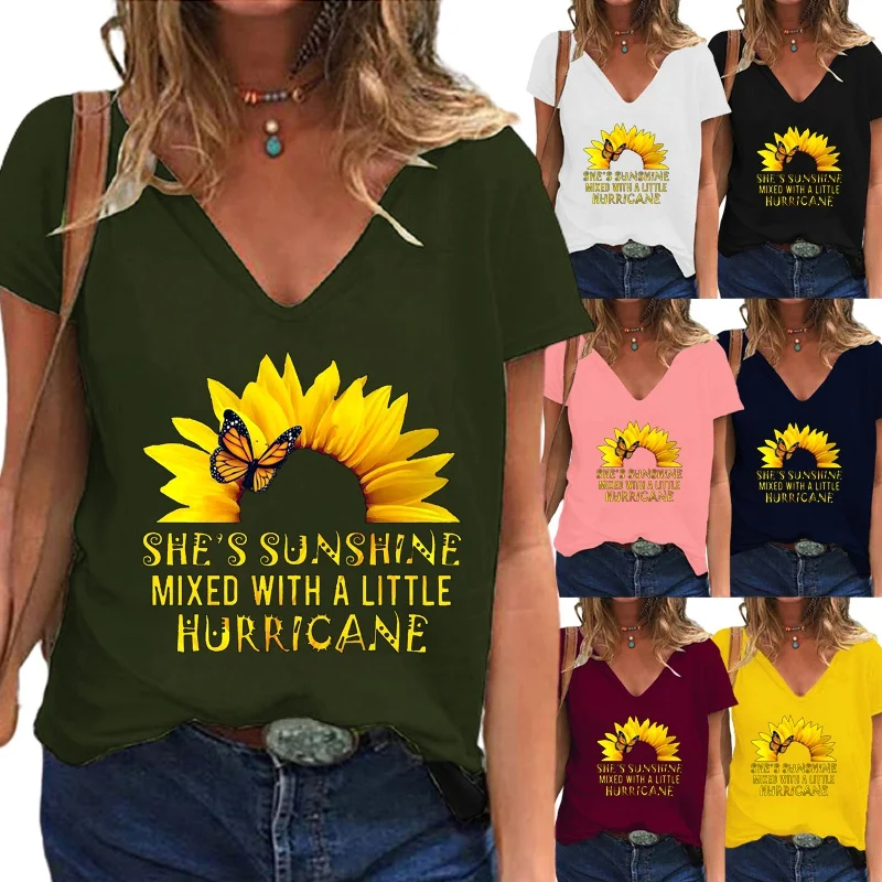 

Женская блузка с V-образным вырезом и коротким рукавом