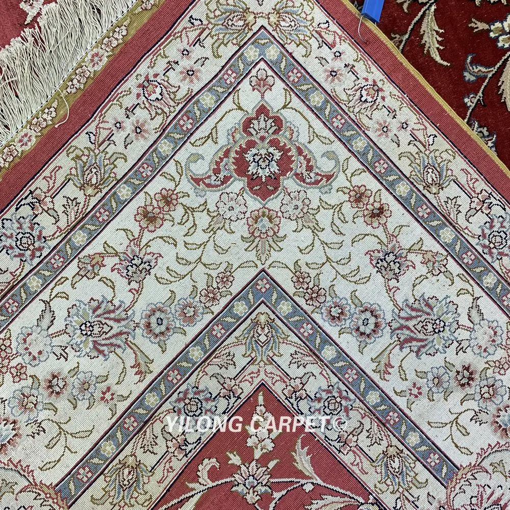 Красные персидские шелковые коврики Yilong 6 'x 9' винтажные восточные