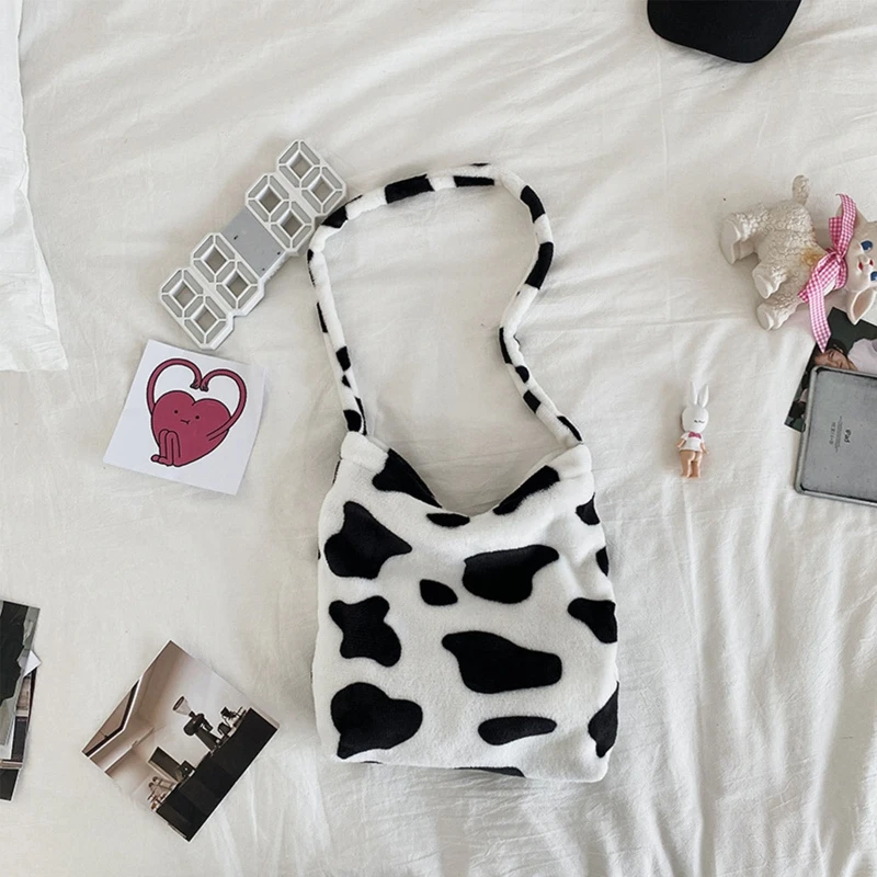 

Women Cartoon Plush Cow Shoulder Crossbody Bag Tote Satchel Purse M5TE