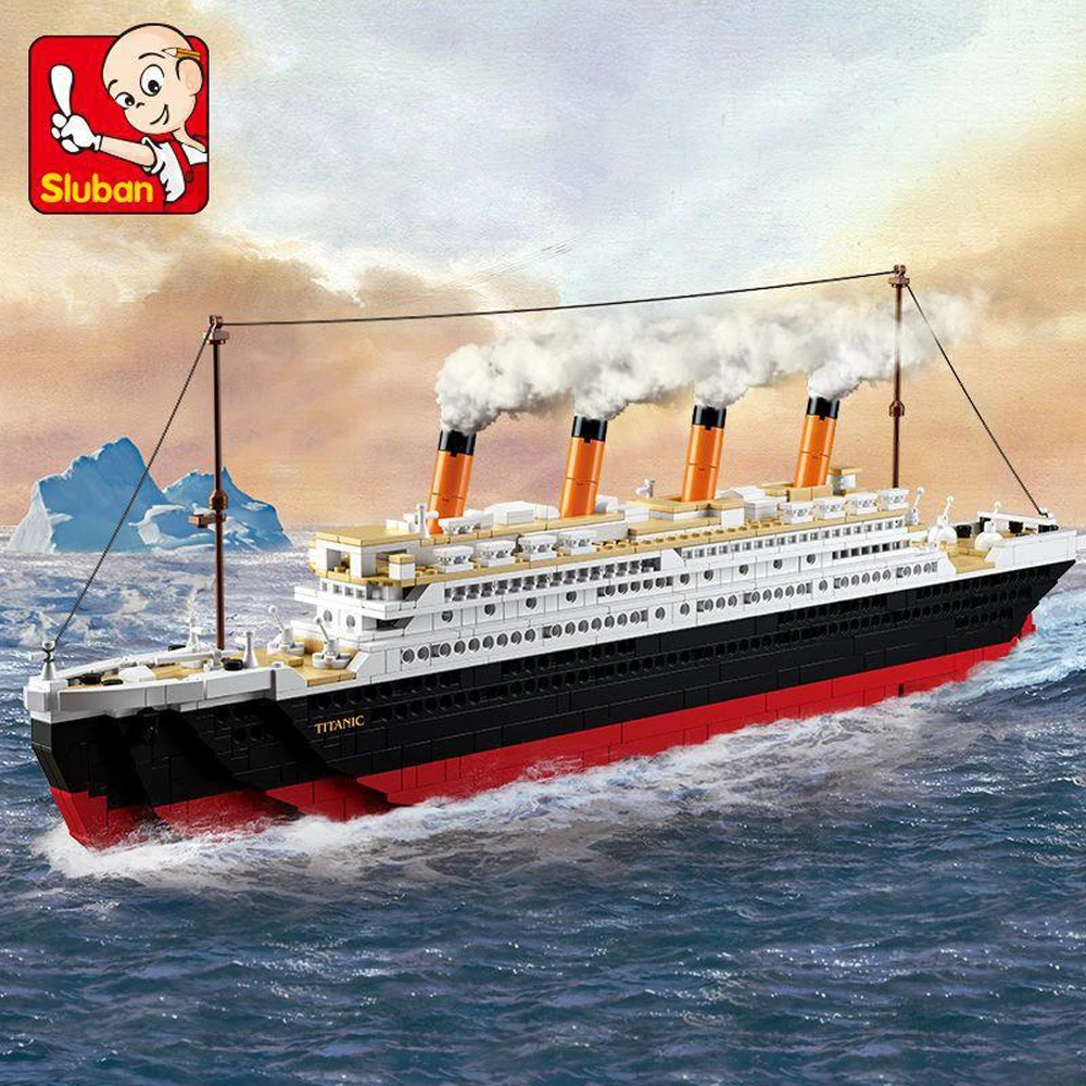 Конструктор Sluban 0577 RMS совместимый с титаником круизный лайнер 3d модель лодки