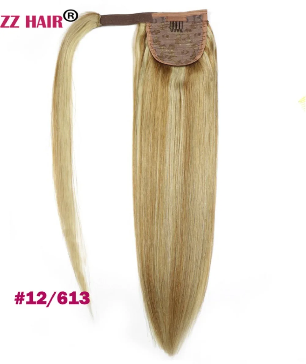 ZZHAIR 80 г 1"-24" машинное производство, волосы remy, волшебное обертывание вокруг конского хвоста, человеческие волосы для наращивания, конский хвост, Stragiht
