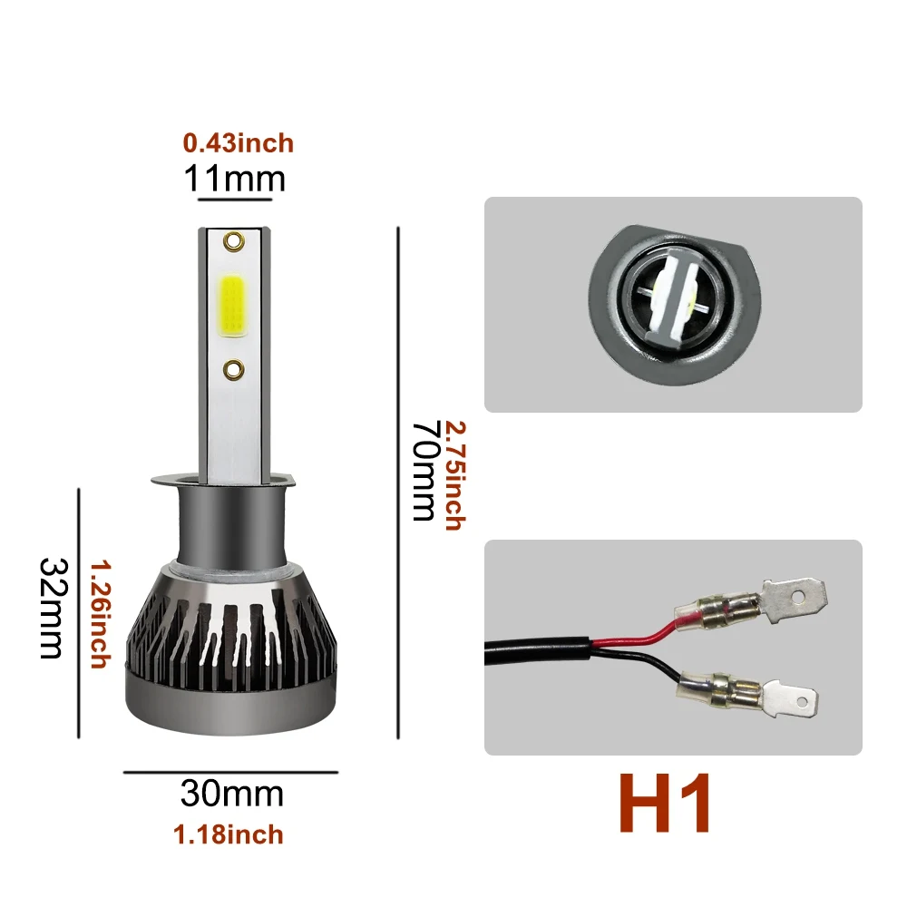 

M1 Auto Bulb H1 H7 H11 HB3 HB4 Car LED Headlight Bulbs H4 Hi-Lo Beam 50W 8000LM 6000K 9012 Automobiles Headlamp Fog Lights