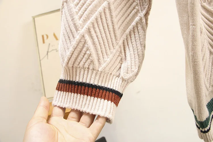 

Single-breasted Casual Cardigan Sweater Women Were Thin Color Button Stripe Contrast Color Long Sleeve Needle Jumpers Autumn