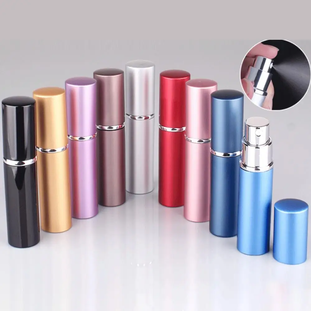 Colorful  Aluminum Portable Perfume Dispensing Bottle 6ml Glass Liner Toner Cosmetic Spray Bottle