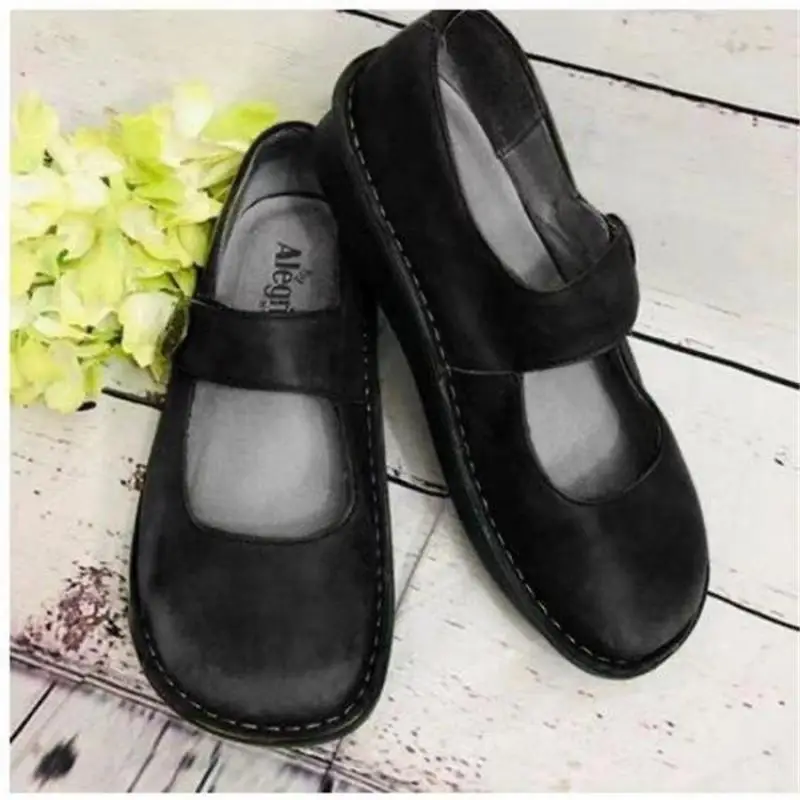 

SWYIVY 43 Big Size Retro Loafers Shoes Women Flats Sneakers 2020 Autumn New Female Casual Shoes Hook Loop Vintage Loafers