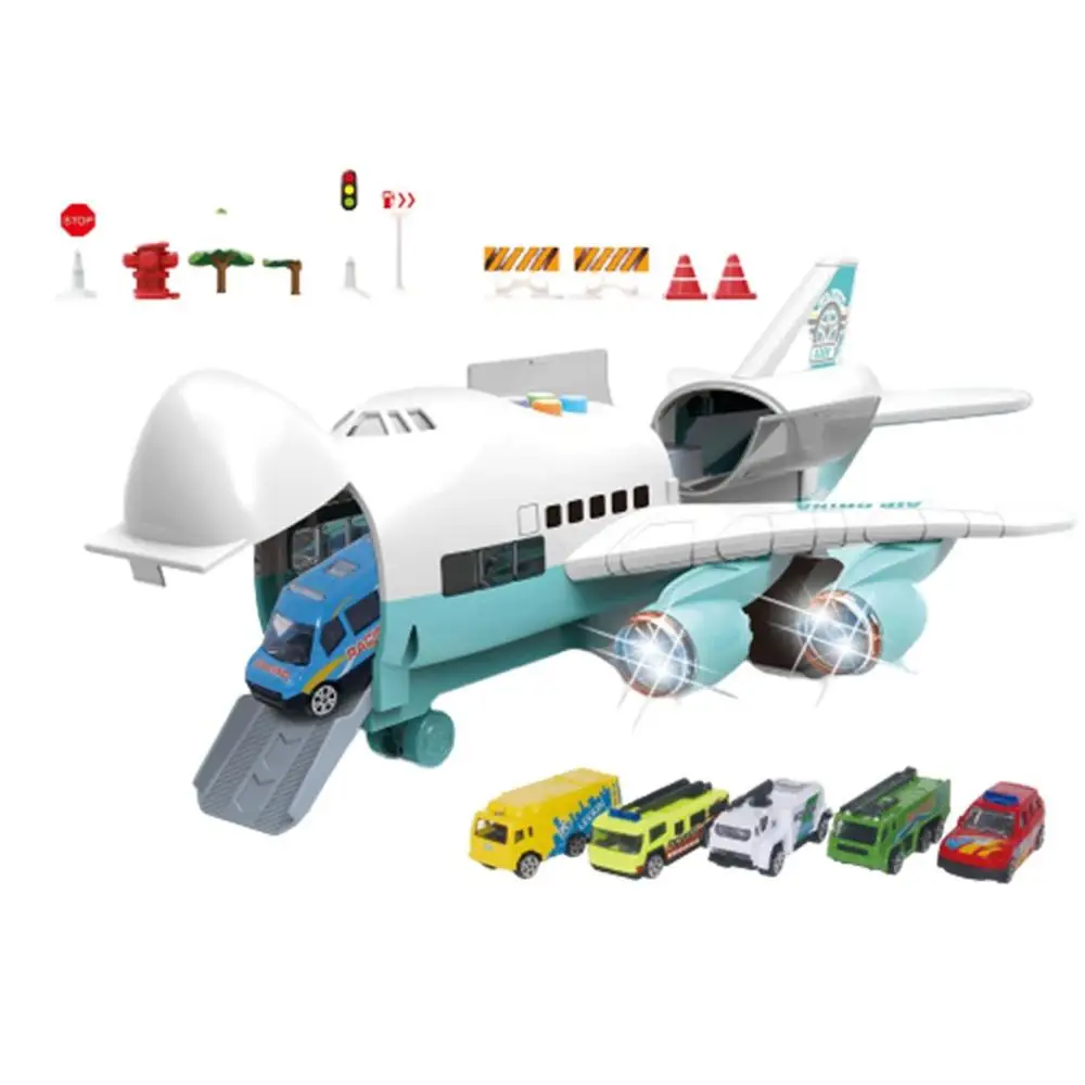 Police Aircraft Toy Set Simulation Inertia Airplane Plane Carrier Vehicle Musical Lights Alloy Truck Storage Transport Kids Gift | Игрушки и