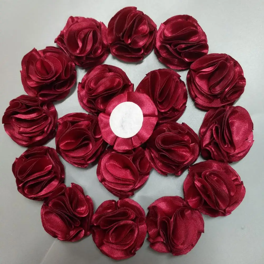 100 шт./упак. размер 3 5 см винный красный тканевая Роза ручной работы атласный с