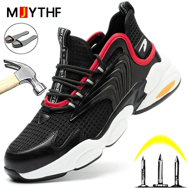 

MJYTHF Safety Shoes Men Indestructible Shoes Puncture-Proof Boots Men Work Sneakers For Men Industrial Shoes Security Boots Male