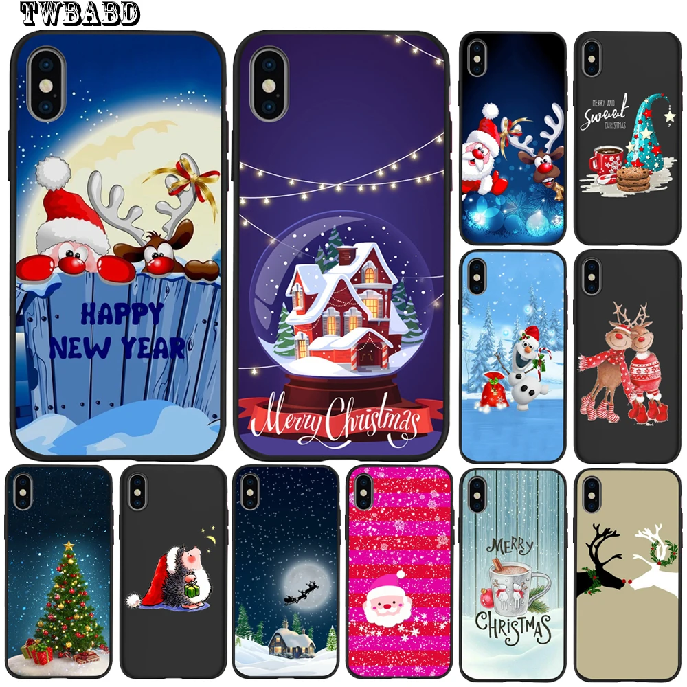 Рождественский роскошный чехол с изображением лося и снеговика для iPhone X 11 Pro Max 5 5S