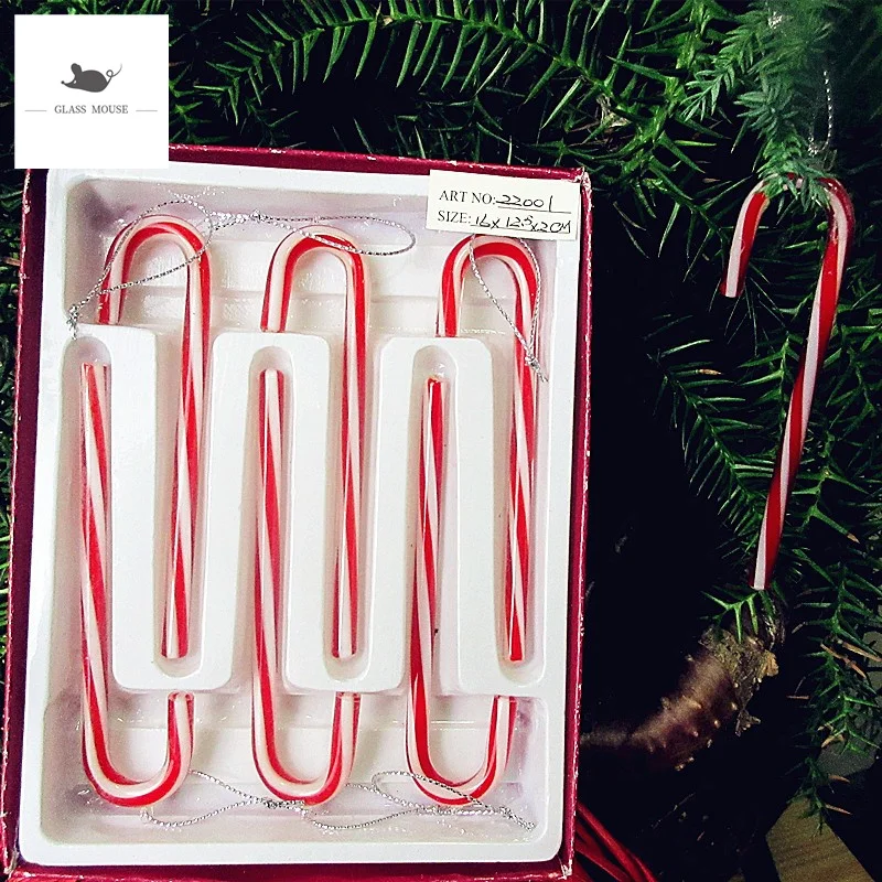 6 шт. подвесные стеклянные рождественские костыли ручной работы на заказ