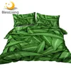 BlessLiving Eucalyptus Leaves Bedding Set Leaf Texture Duvet Cover Raindrop 3D Home Textiles 3-Piece Nature Green Bedspreads 1