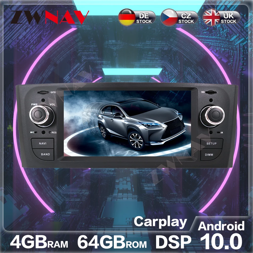 

PX6 DSP Android 10.0 4+64GB Car GPS Navigation Car DVD Player For FIAT Punto For Fiat Linea Multimedia Player Stereo HeadUnit