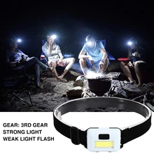 Mini faro Led COB de 3W, linterna de cabeza impermeable de 3 modos, para acampar al aire libre, pesca nocturna, Torc
