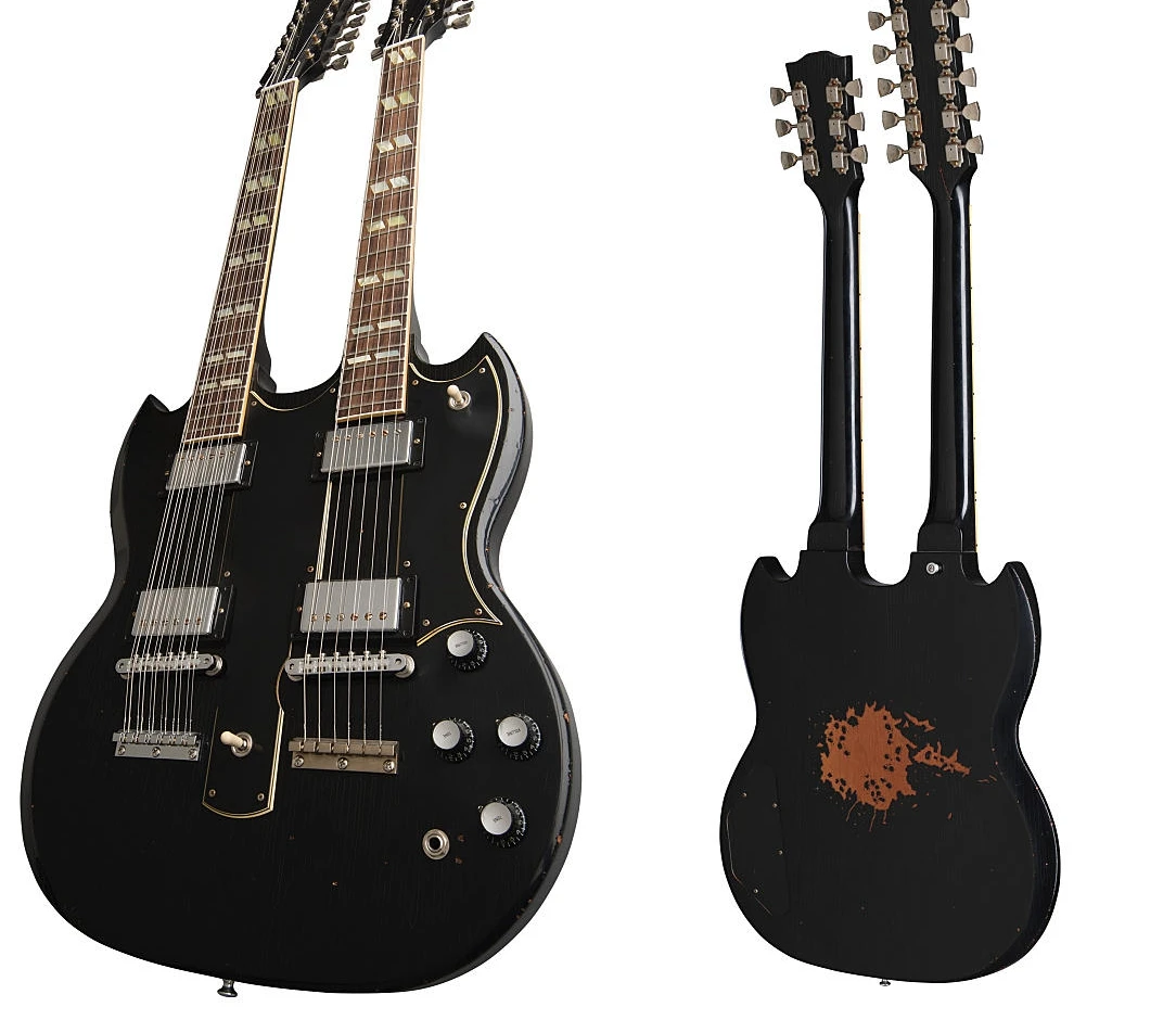 Черная струна Relic 12 и 6 струн Slash 1275 с двойной шеей SG электрическая гитара