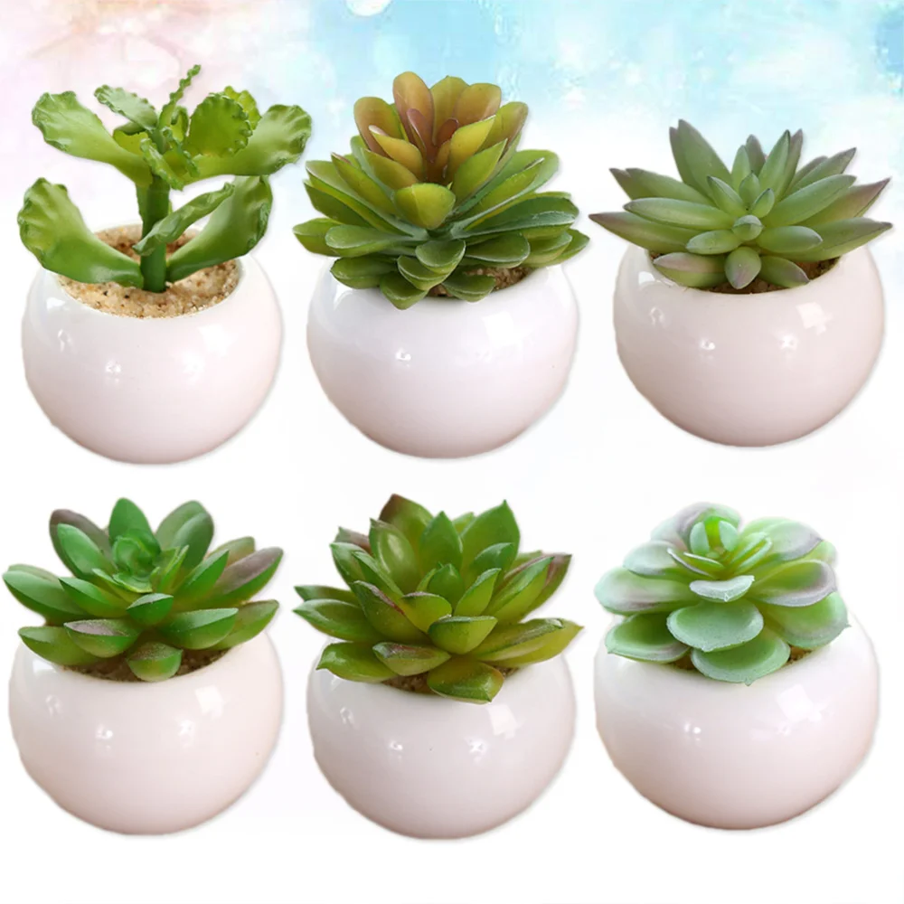 Искусственные домашние суккуленты 6 шт. украшение для гостиной стола офиса полки