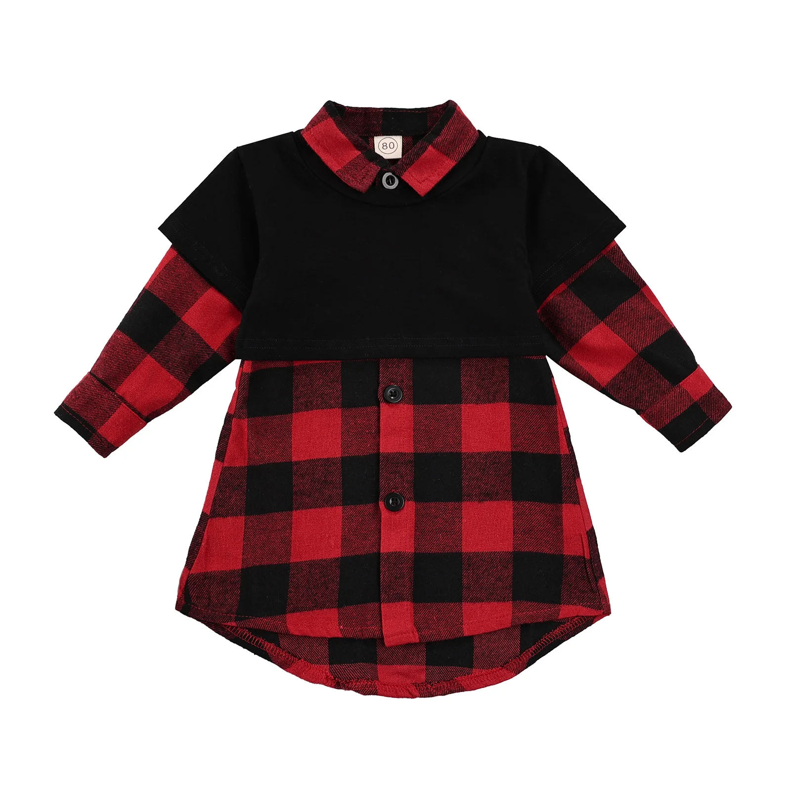 

Toddler Girl 2Pcs Fall Outfits, Long Sleeve Button Down Plaid Shirt Dress + Vest Set