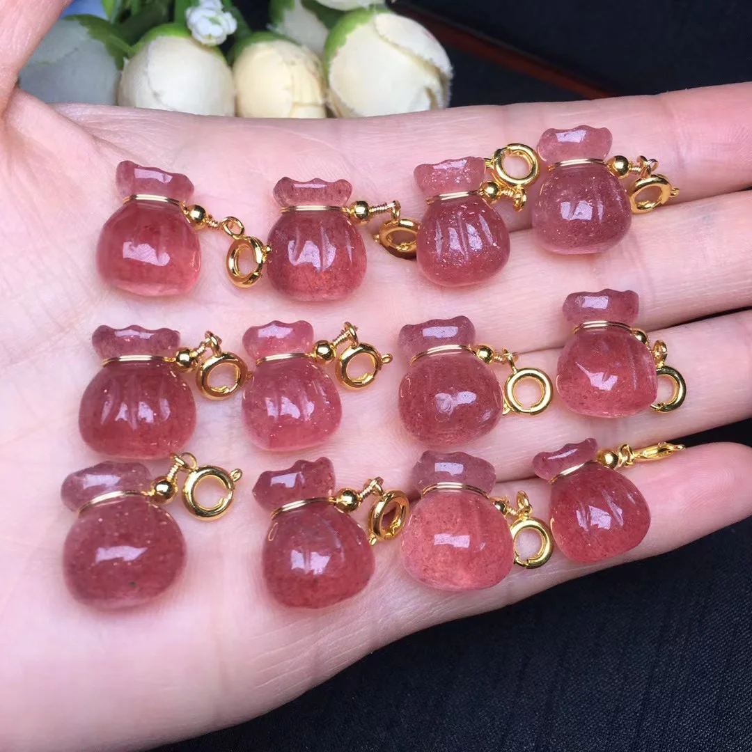 Натуральная Красивая подвеска для денег с клубничным кварцем | Дом и сад