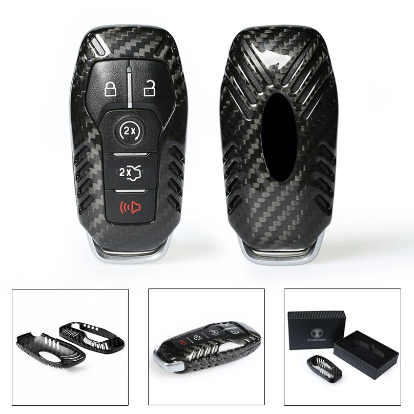 100% углеродное волокно смарт пульт дистанционного ключа 4 & 5 кнопок Fob чехол