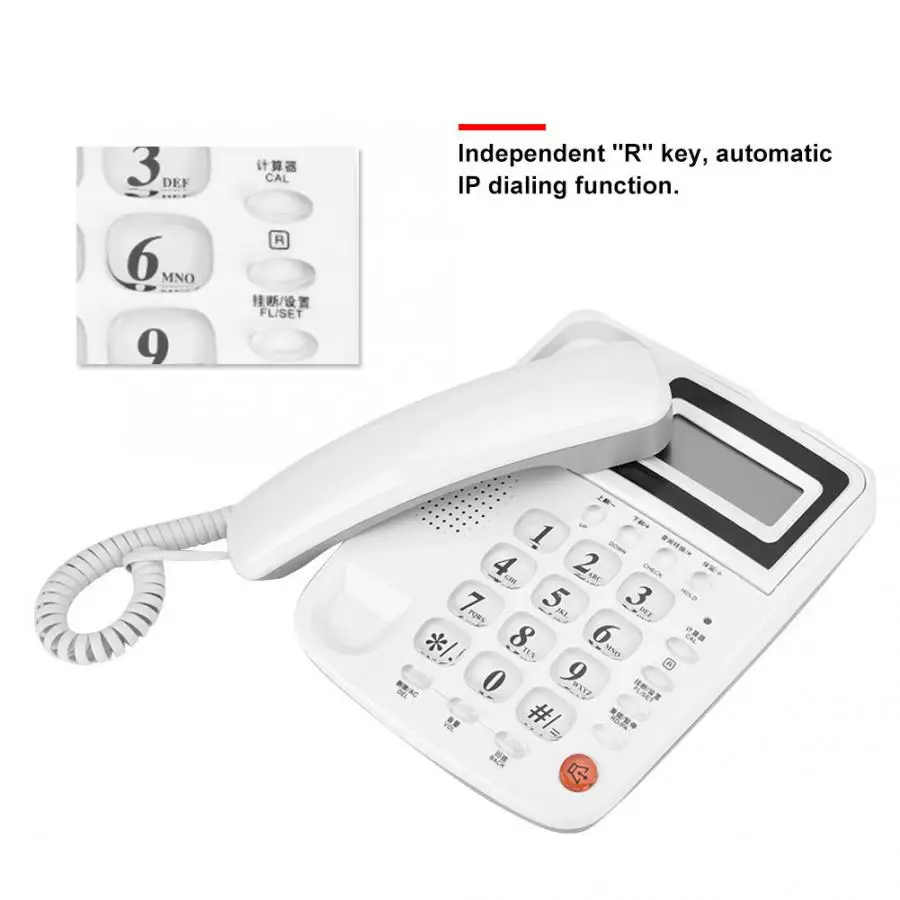 Белый домашний офисный телефон без аккумулятора Настольный стационарный с