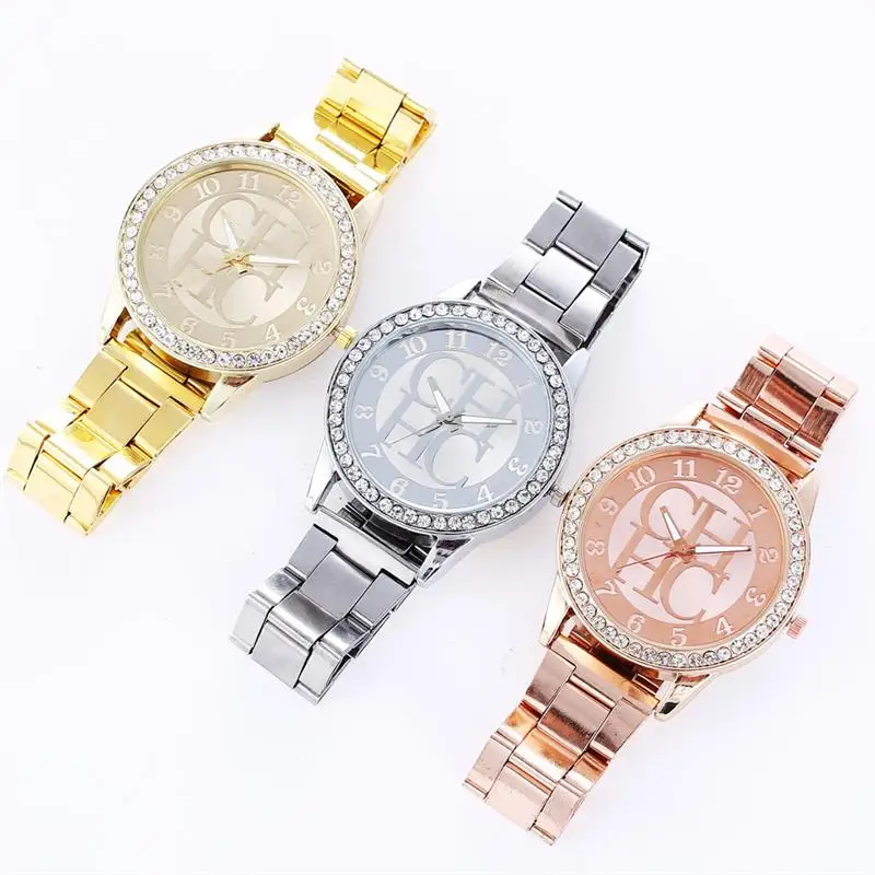 Женские Роскошные наручные часы с бриллиантами стальные женские кварцевые на