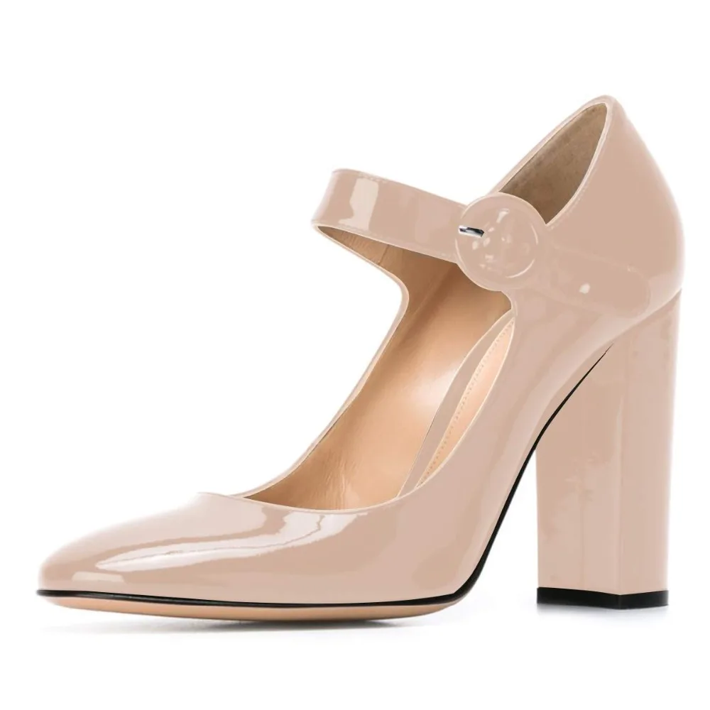 Элегантные женские туфли-лодочки на высоком каблуке с круглым носком и ремешком