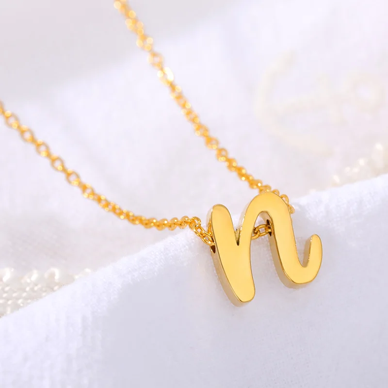 Small Letter a-z Necklaces &amp Pendants Stainless Steel Gold Color Perforated Alphabet Initial Necklace Women Fashion Jewelry | Украшения