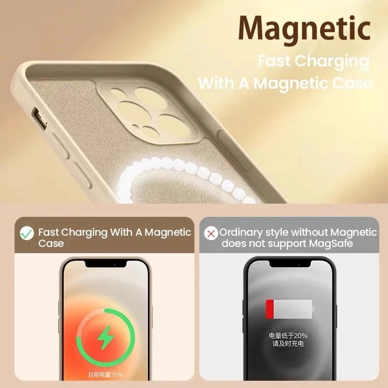 

Liquid Silicone Phone Case For iPhone 12 Pro Max Magnetic Wireless Charging Cover For iPhone 12 Mini Soft Shockproof Fundas Capa