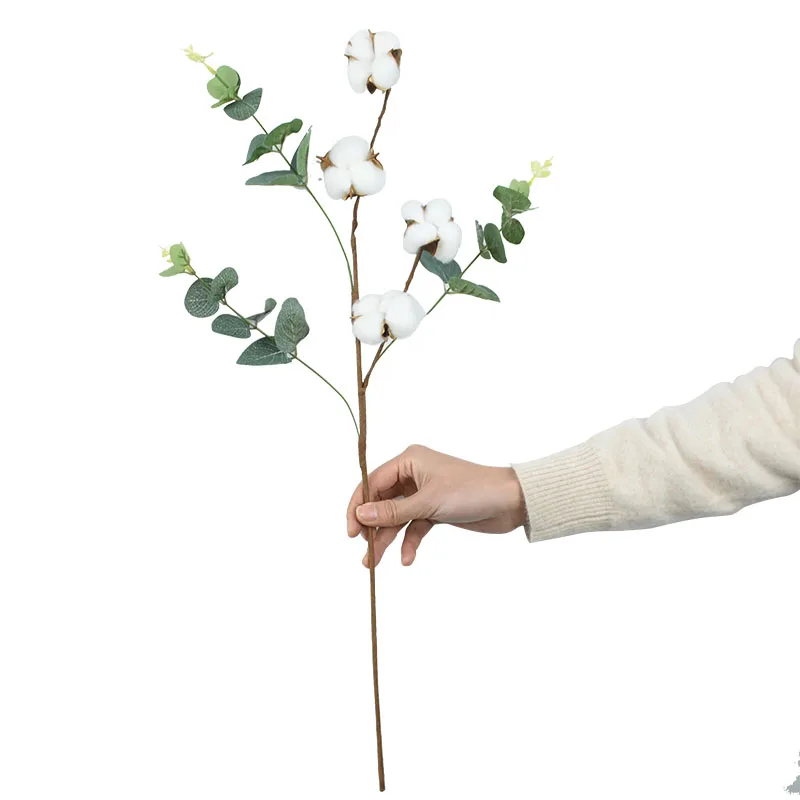

Naturally Dried Cotton Flower Artificial Plants Floral Branch Wedding Party DIY Fake Flower Decoration for Home Supplies